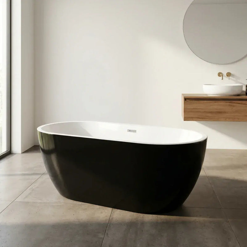 Cygnus 1655 x 740mm Gloss Black Freestanding Bath