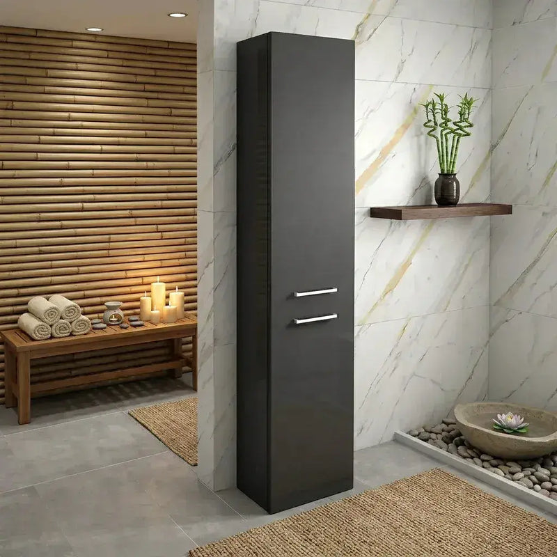 Deltar 350mm Floor Standing 2 Door Tall Unit, Anthracite Gloss