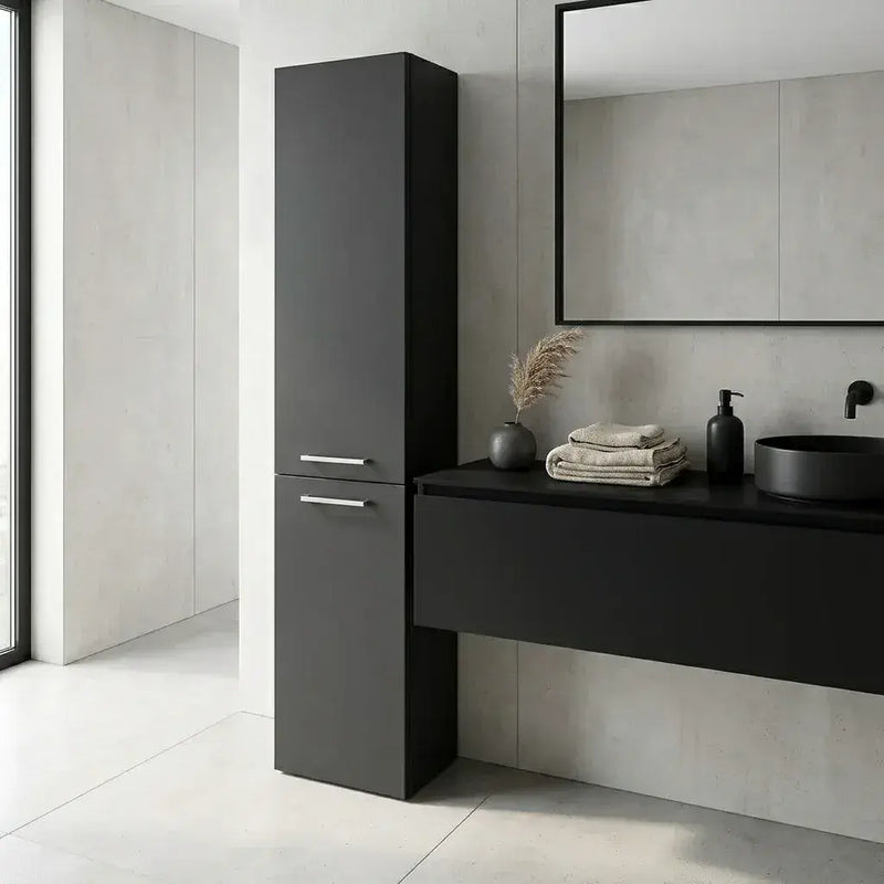 Deltar 350mm Floor Standing 2 Door Tall Unit, Anthracite Gloss