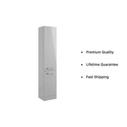 Deltar 350mm Floor Standing 2 Door Tall Unit, Grey Gloss