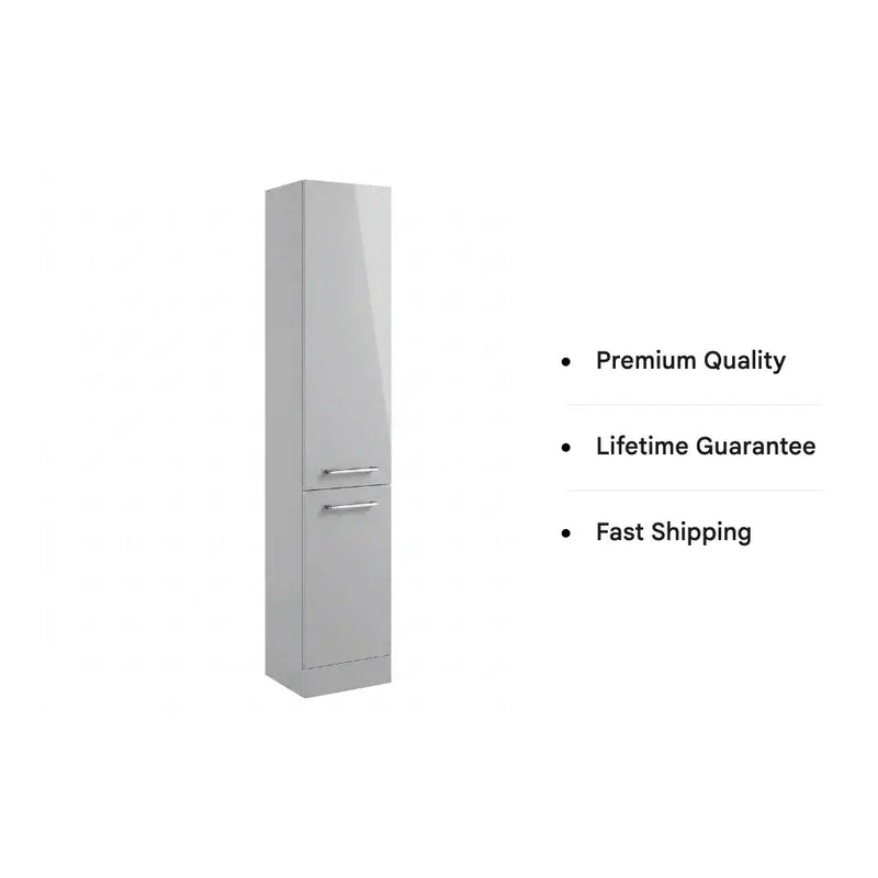 Deltar 350mm Floor Standing 2 Door Tall Unit, Grey Gloss