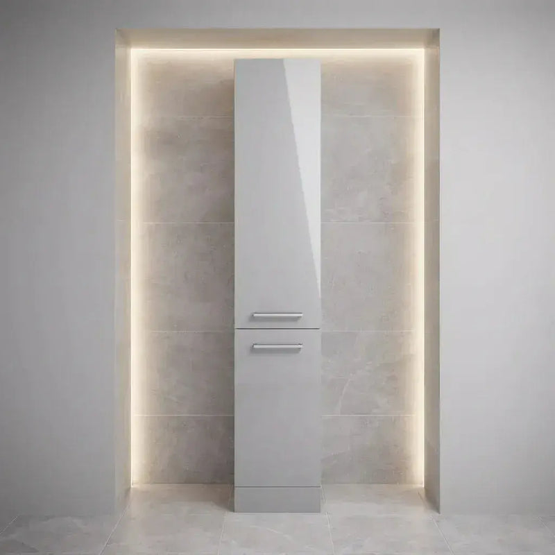 Deltar 350mm Floor Standing 2 Door Tall Unit, Grey Gloss
