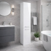 Deltar 350mm Floor Standing 2 Door Tall Unit, White Gloss