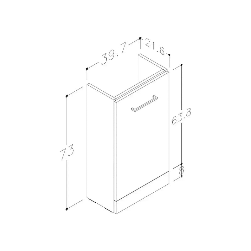 Deltar 410mm Floor Standing 1 Door Basin Unit with Basin, Anthracite Gloss