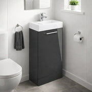 Deltar 410mm Floor Standing 1 Door Basin Unit with Basin, Anthracite Gloss
