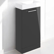 Deltar 410mm Floor Standing 1 Door Basin Unit with Basin, Anthracite Gloss