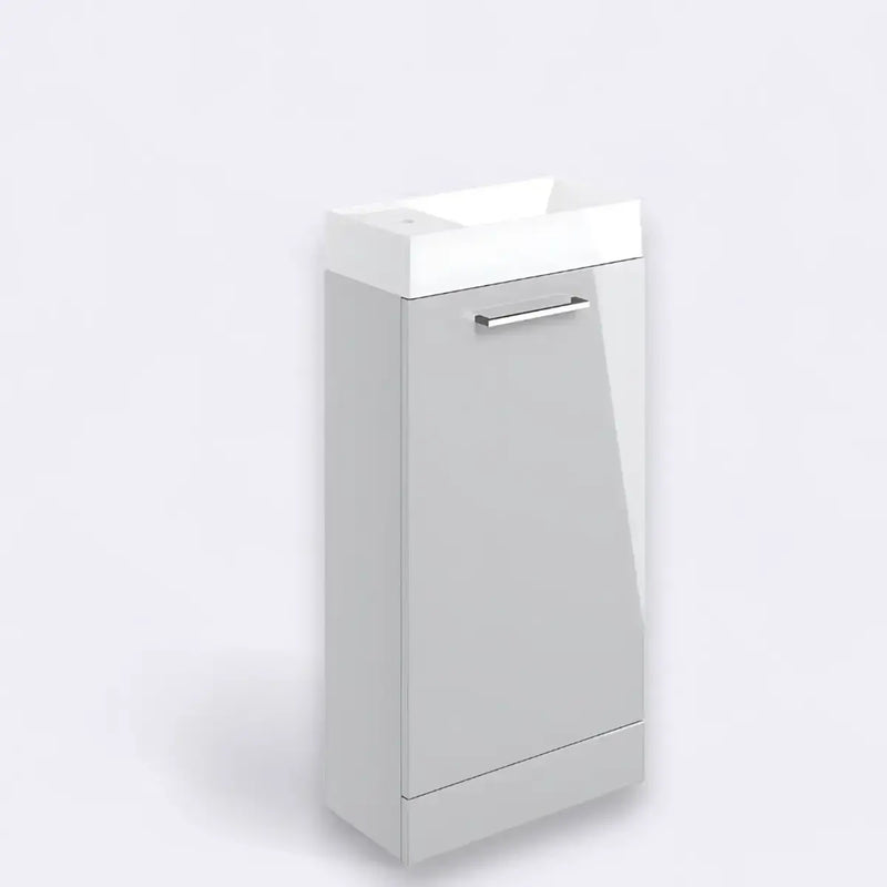 Deltar 410mm Floor Standing 1 Door Basin Unit with Basin, Grey Gloss