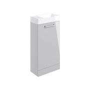 Deltar 410mm Floor Standing 1 Door Basin Unit with Basin, Grey Gloss