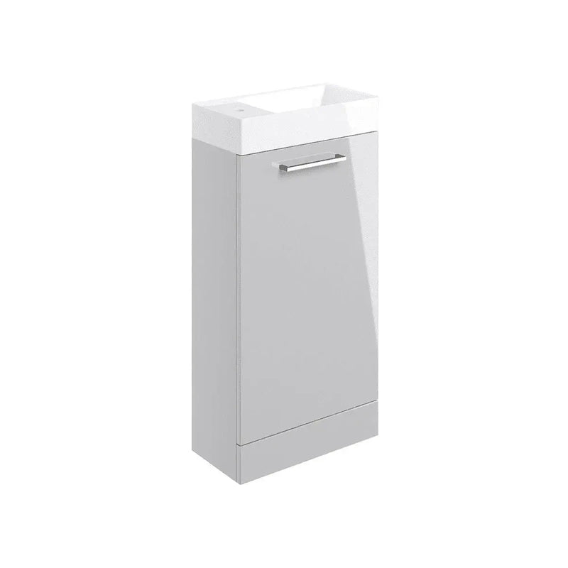 Deltar 410mm Floor Standing 1 Door Basin Unit with Basin, Grey Gloss