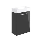 Deltar 410mm Wall Hung 1 Door Basin Unit with Basin, Anthracite Gloss