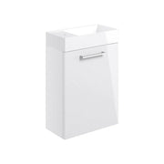 Deltar 410mm Wall Hung 1 Door Basin Unit with Basin, White Gloss