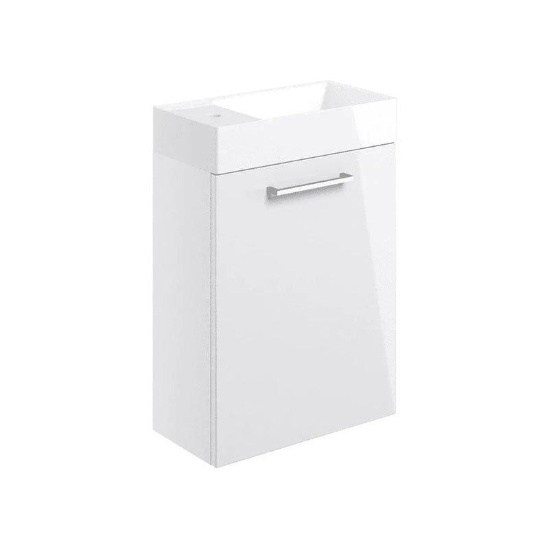 Deltar 410mm Wall Hung 1 Door Basin Unit with Basin, White Gloss