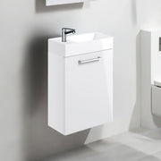 Deltar 410mm Wall Hung 1 Door Basin Unit with Basin, White Gloss