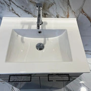 Deltar 510mm Floor Standing 2 Door Basin Unit with Basin, Anthracite Gloss