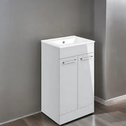 Deltar 510mm Floor Standing 2 Door Basin Unit with Basin, Grey Gloss