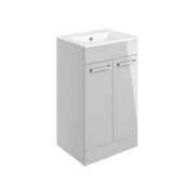 Deltar 510mm Floor Standing 2 Door Basin Unit with Basin, Grey Gloss