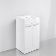 Deltar 510mm Floor Standing 2 Door Basin Unit with Basin, White Gloss