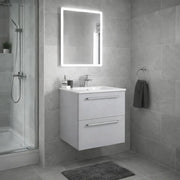 Deltar 510mm Wall Hung 2 Drawer Basin Unit with Basin, Grey Gloss