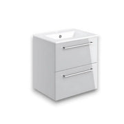 Deltar 510mm Wall Hung 2 Drawer Basin Unit with Basin, Grey Gloss