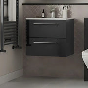 Deltar 610mm Dark Grey Wall Hung 2 Drawer Basin Unit with Basin