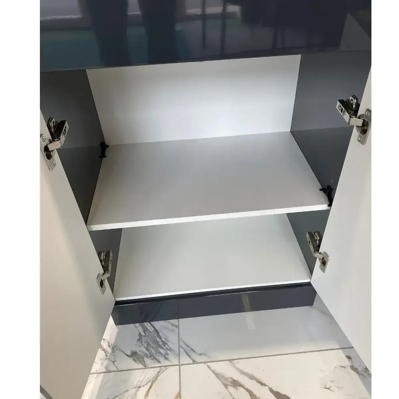 Deltar 610mm Floor Standing 2 Door Basin Unit with Basin, Anthracite Gloss