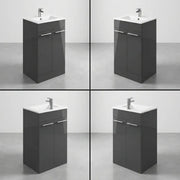 Deltar 610mm Floor Standing 2 Door Basin Unit with Basin, Anthracite Gloss
