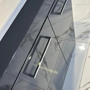 Deltar 610mm Floor Standing 2 Door Basin Unit with Basin, Anthracite Gloss
