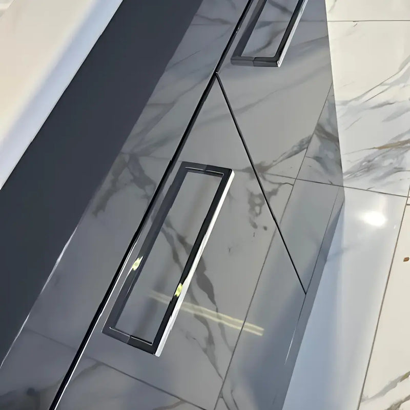Deltar 610mm Floor Standing 2 Door Basin Unit with Basin, Anthracite Gloss