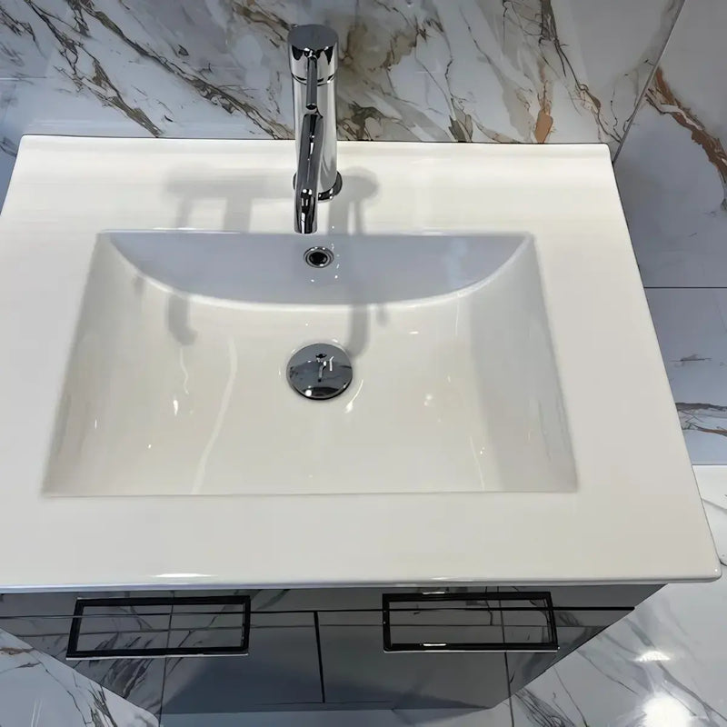 Deltar 610mm Floor Standing 2 Door Basin Unit with Basin, Anthracite Gloss