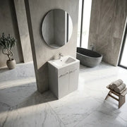 Deltar 610mm Floor Standing 2 Door Basin Unit with Basin, Grey Gloss