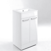 Deltar 610mm Floor Standing 2 Door Basin Unit with Basin, White Gloss