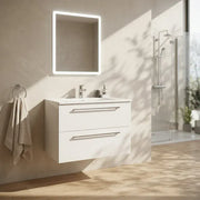 Deltar 610mm Wall Hung 2 Drawer Basin Unit with Basin, White Gloss