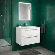 Deltar 610mm Wall Hung 2 Drawer Basin Unit with Basin, White Gloss