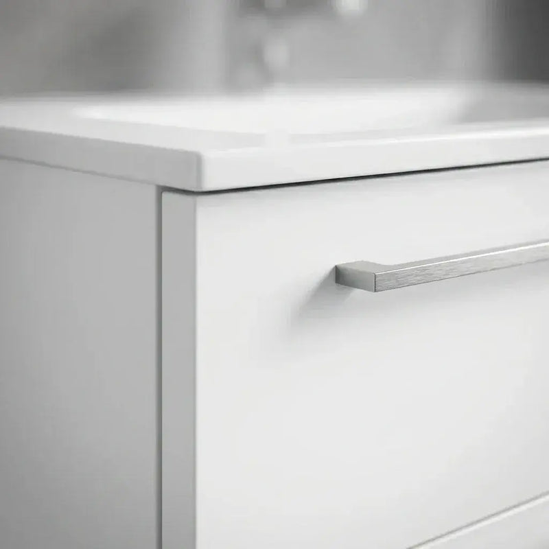 Deltar 610mm Wall Hung 2 Drawer Basin Unit with Basin, White Gloss