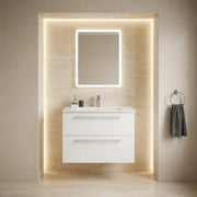 Deltar 610mm Wall Hung 2 Drawer Basin Unit with Basin, White Gloss