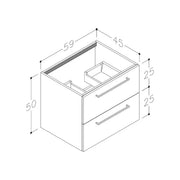 Deltar 610mm Wall Hung 2 Drawer Basin Unit with Basin, White Gloss