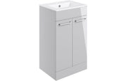 Deltar Light Grey Gloss Furniture Bathroom Suite with Brushed Brass Finishes