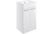 Deltar White Gloss Furniture Bathroom Suite with Brushed Brass Finishes