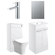 Deltar White Gloss Furniture Bathroom Suite with Chrome Finishes
