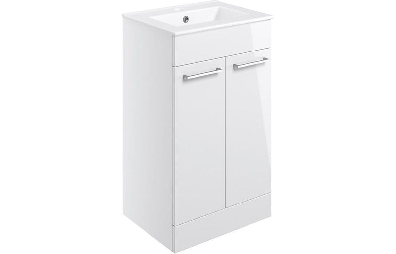 Deltar White Gloss Furniture Bathroom Suite with Chrome Finishes