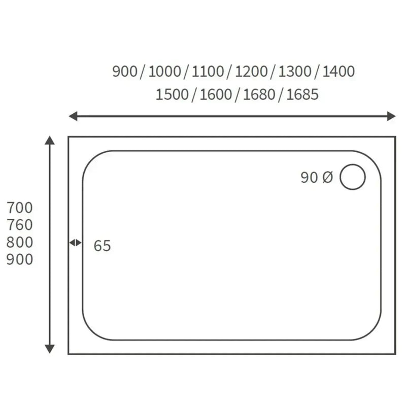 Deluxe Rectangular Shower Tray - 45mm High - 1200 x 900mm