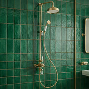 Derwents Traditional Exposed Thermostatic Dual Head Shower Kit Brushed Brass