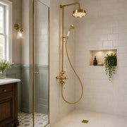 Derwents Traditional Exposed Thermostatic Dual Head Shower Kit Brushed Brass