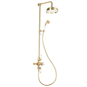 Derwents Traditional Exposed Thermostatic Dual Head Shower Kit Brushed Brass