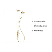 Derwents Traditional Exposed Thermostatic Dual Head Shower Kit Brushed Brass
