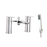 Deva Square Bath, Light Grey Vanity Unit, Bath, Panels, Taps, Close Coupled Toilet and Basin