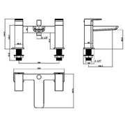 Deva Square Bath, Light Grey Vanity Unit, Bath, Panels, Taps, Close Coupled Toilet and Basin