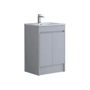Deva Square Bath, Light Grey Vanity Unit, Bath, Panels, Taps, Close Coupled Toilet and Basin