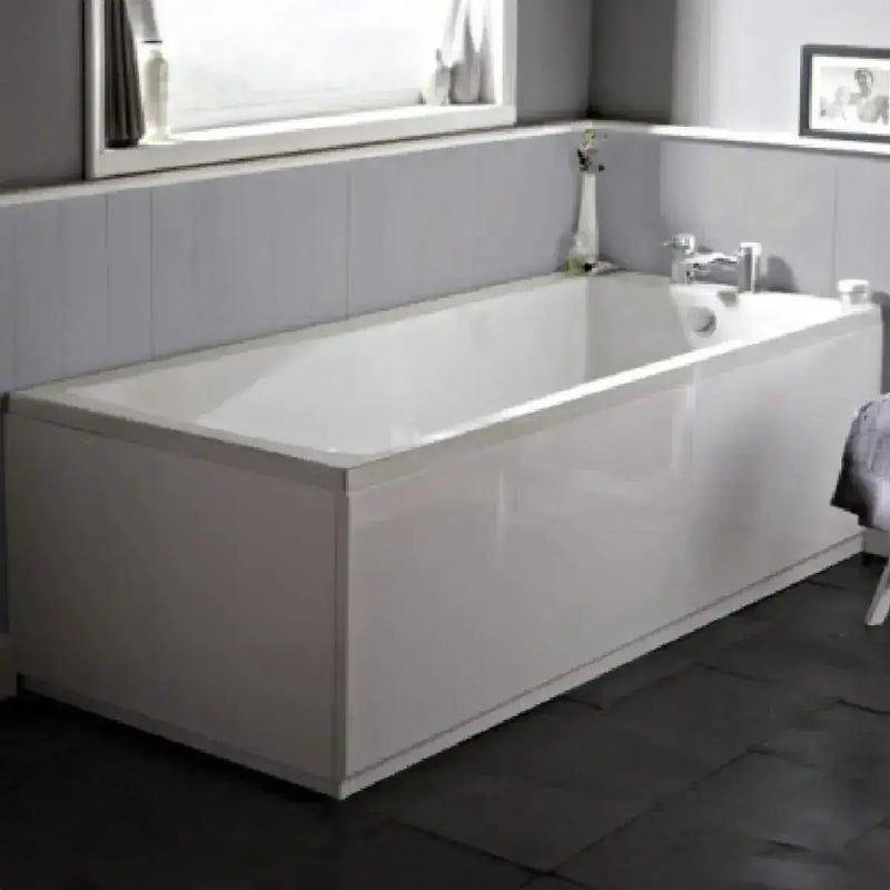 Deva Square Bath, Light Grey Vanity Unit, Bath, Panels, Taps, Close Coupled Toilet and Basin