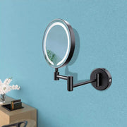 Dot Round LED Cosmetic Bathroom Mirror - Black